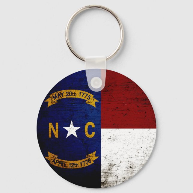 Staatsflagge Black Grunge North Carolina Schlüsselanhänger (Vorderseite)