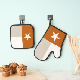 Staatsflagge Burnt Orange Texas Ofenhandschuh & Topflappen-Set