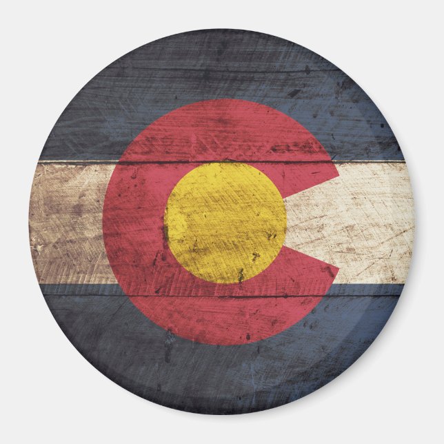 Staatsflagge Colorado auf Altholzkörnern Magnet (Vorne)