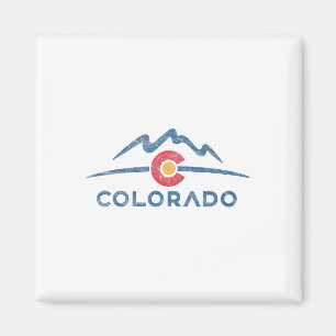 Staatsflagge Colorado Rocky Mountains Skifahren As Magnet