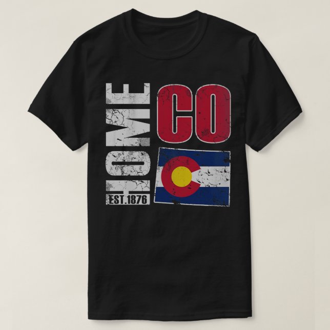 Staatsflagge Colorado Zuhause CO 1876 T-Shirt (Design vorne)