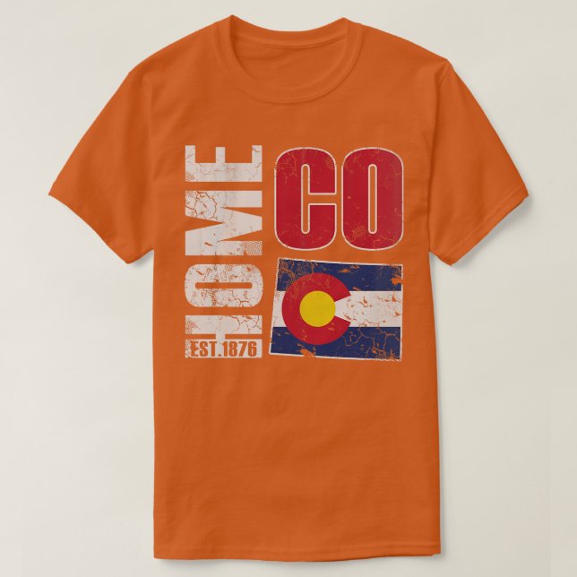 Staatsflagge Colorado Zuhause CO 1876 T-Shirt (Design vorne)