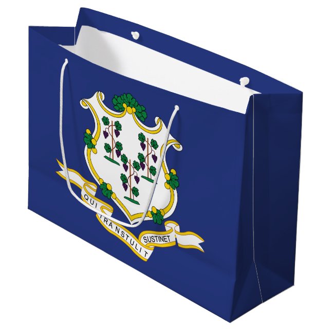 Staatsflagge Connecticut Große Geschenktüte (Vorderseite Schrägansicht)