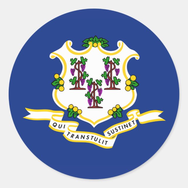 Staatsflagge Connecticut Runder Aufkleber (Vorderseite)
