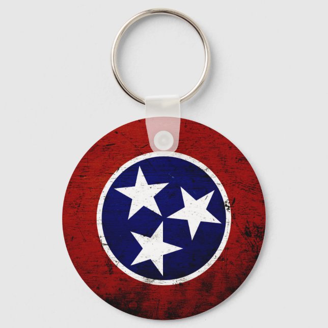 Staatsflagge der Black Grunge Tennessee Schlüsselanhänger (Vorderseite)