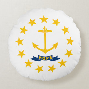 Staatsflagge der Insel Rhode Rundes Kissen