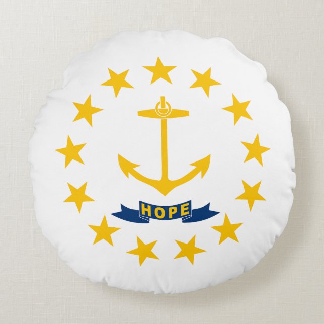 Staatsflagge der Insel Rhode Rundes Kissen (Vorderseite)