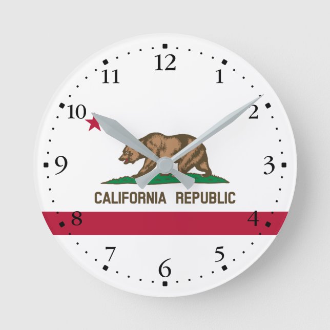 Staatsflagge der Republik Kalifornien Runde Wanduhr (Vorderseite)