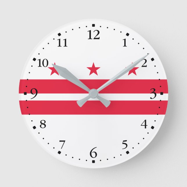 Staatsflagge der Washington DC Runde Wanduhr (Vorderseite)