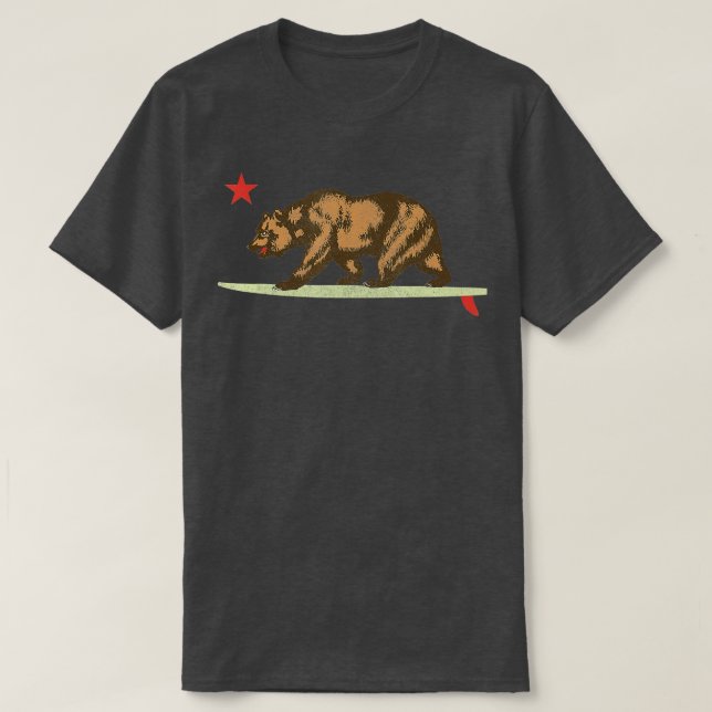 Staatsflagge des kalifornischen Surfbären T-Shirt (Design vorne)