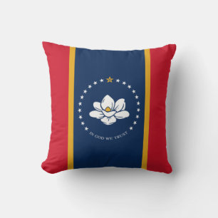 Staatsflagge des neuen Staates Mississippi Magnoli Kissen
