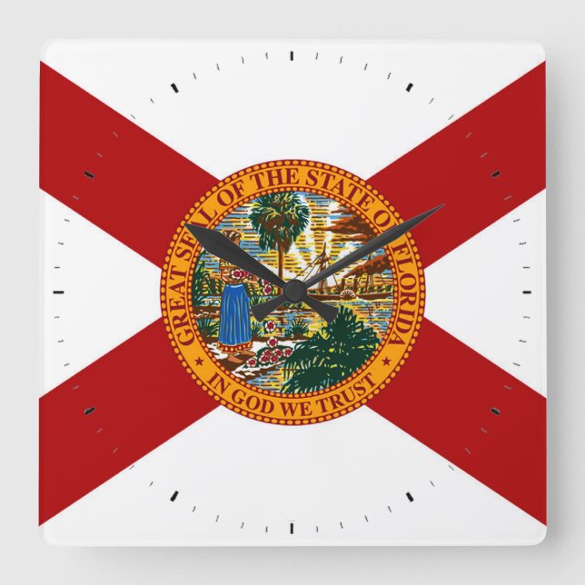 Staatsflagge Florida Quadratische Wanduhr (Vorderseite)