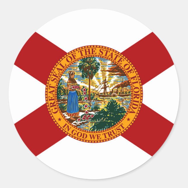 Staatsflagge Florida Runder Aufkleber (Vorderseite)