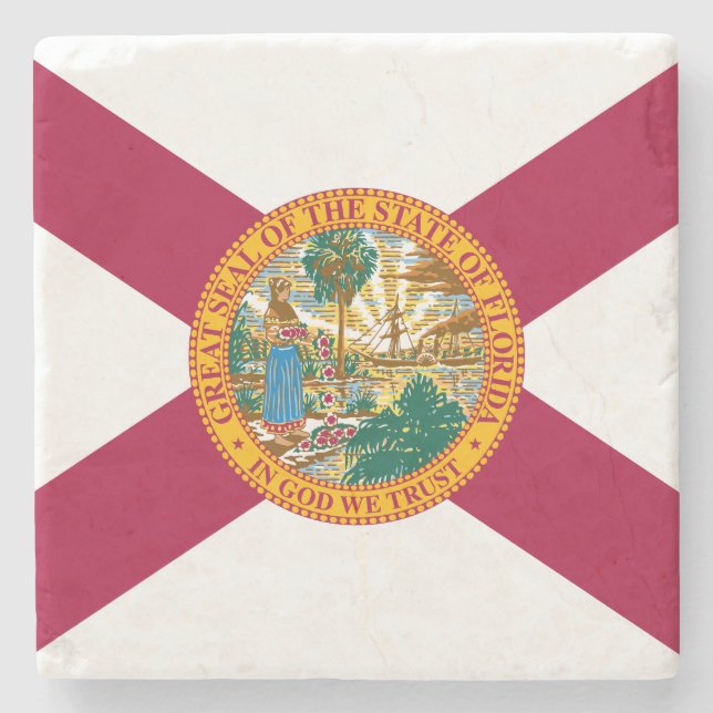 Staatsflagge Florida Steinuntersetzer (Vorderseite)