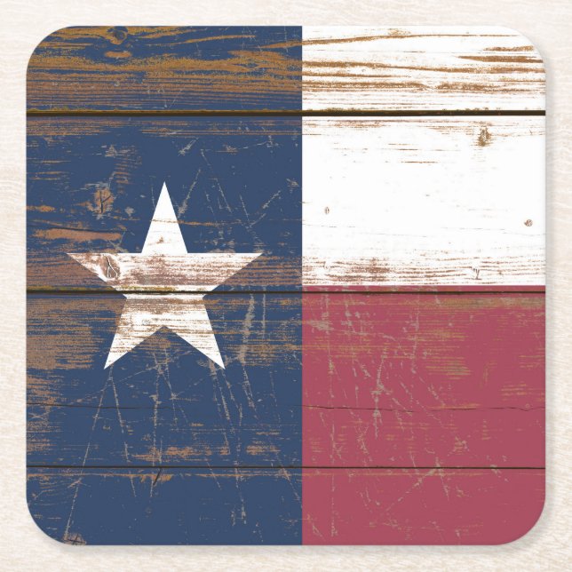 Staatsflagge für altes Holz und Texas Rechteckiger Pappuntersetzer (Vorderseite)