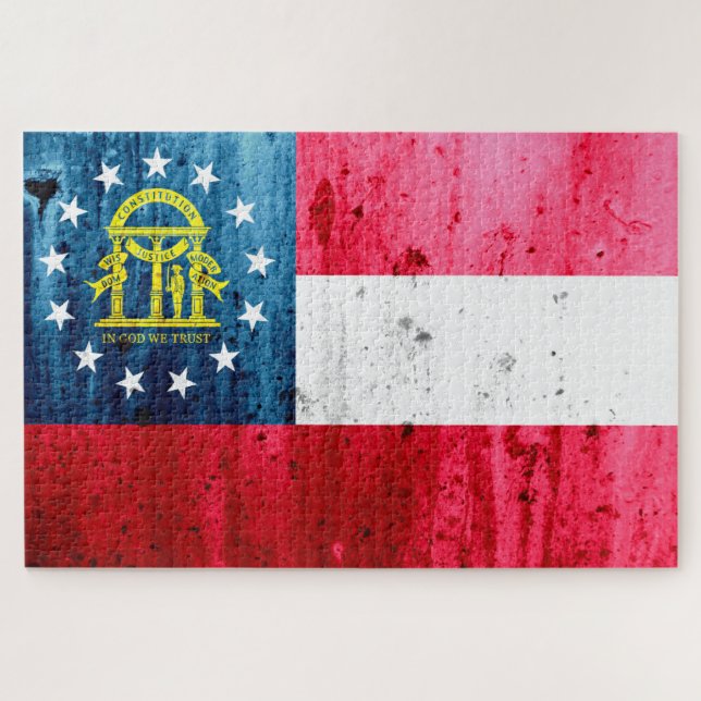 Staatsflagge Georgien Grunge (Horizontal)