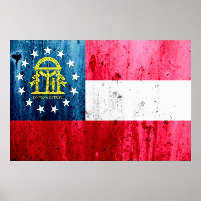 Staatsflagge Georgien Grunge Poster (Vorne)