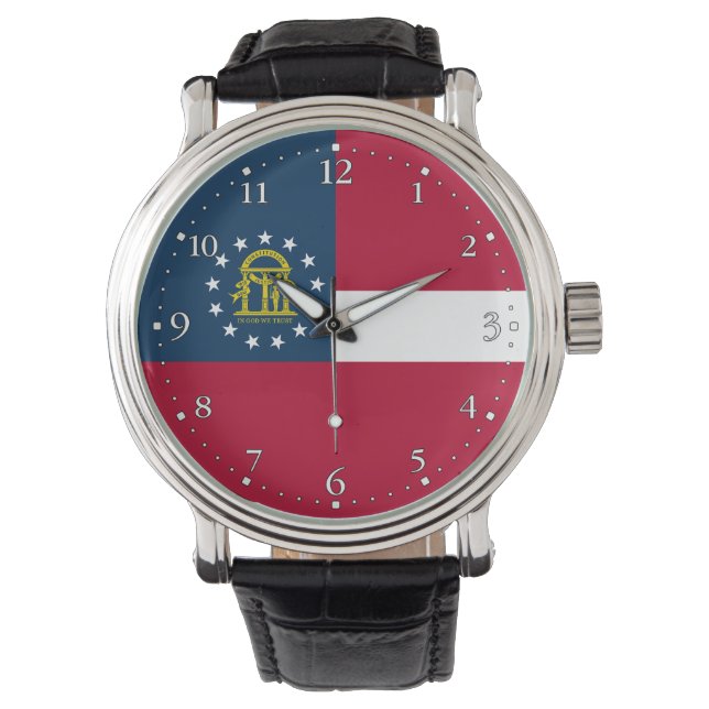 Staatsflagge Georgiens Armbanduhr (Vorderseite)