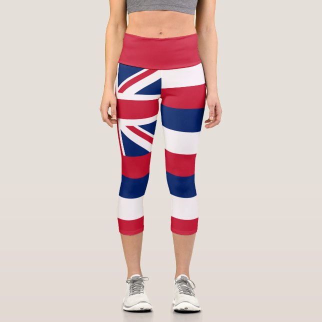 Staatsflagge Hawaii Capri Leggings (Vorderseite)