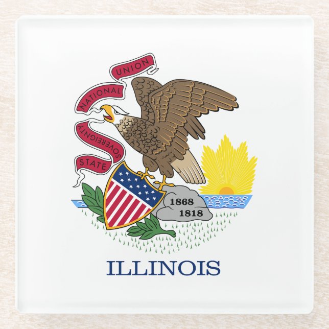 Staatsflagge Illinois Glasuntersetzer (Vorderseite)