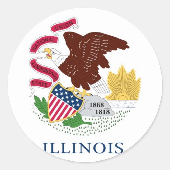 Staatsflagge Illinois Runder Aufkleber (Vorderseite)