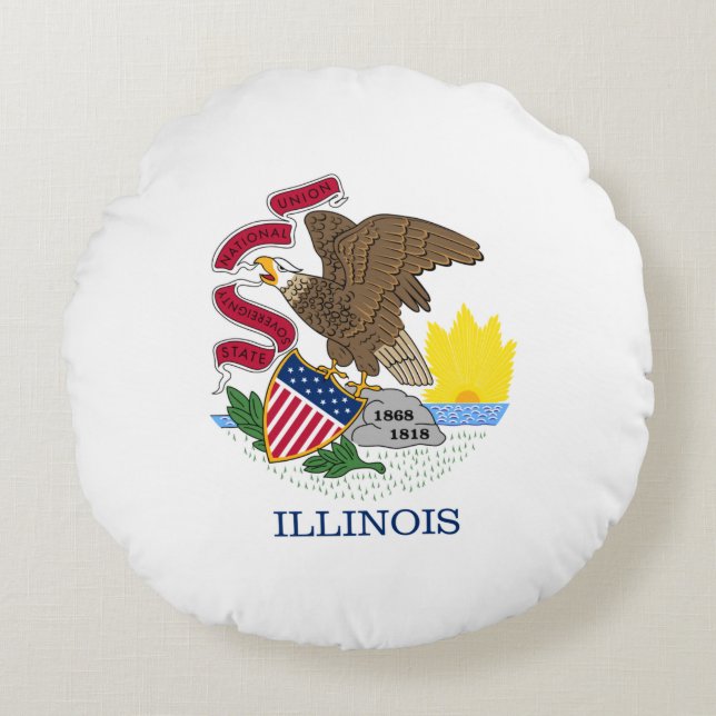 Staatsflagge Illinois Rundes Kissen (Vorderseite)