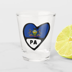 Staatsflagge im Herzen von Pennsylvania, PA-Schieß Schnapsglas