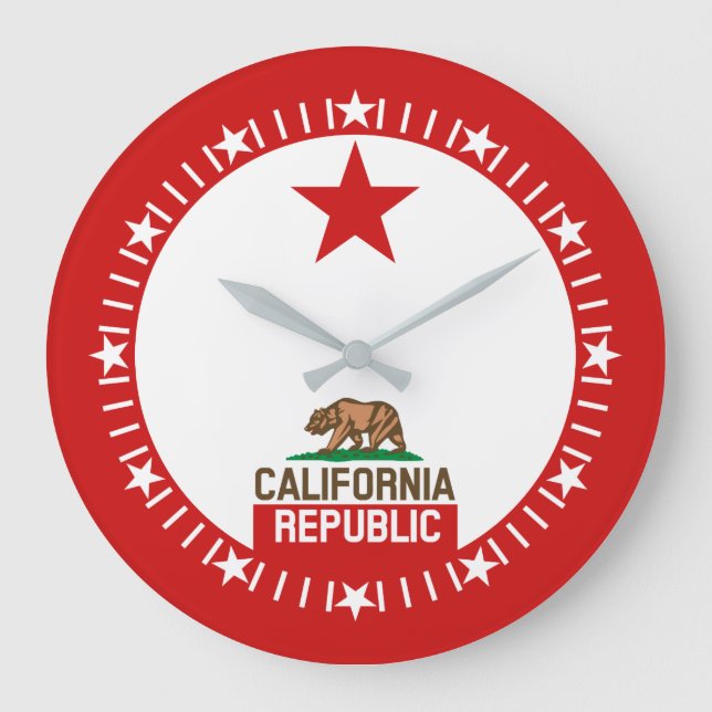 Staatsflagge in der Republik Kalifornien - große S Große Wanduhr (Vorderseite)