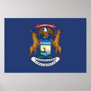Staatsflagge in Michigan, USA Poster