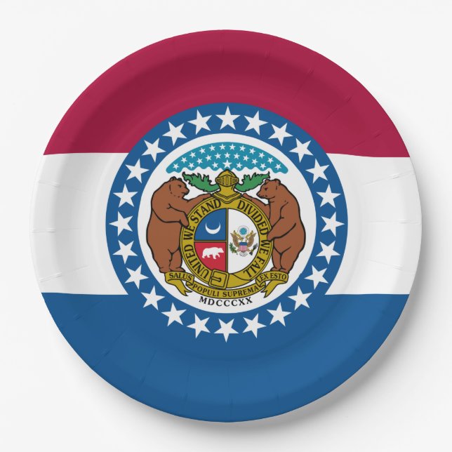 Staatsflagge in Missouri Pappteller (Vorderseite)