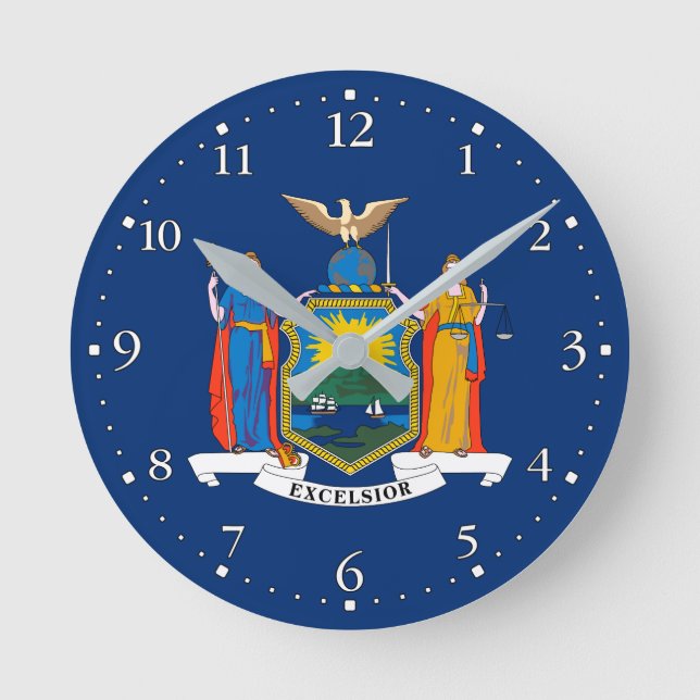 Staatsflagge in New York Runde Wanduhr (Vorderseite)