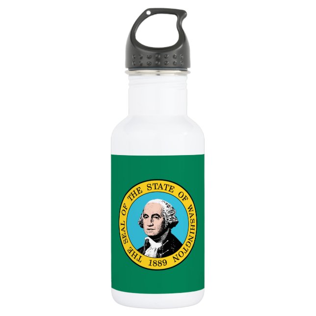 Staatsflagge in Washington Edelstahlflasche (Vorderseite)