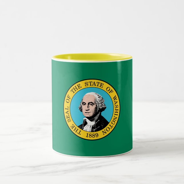 Staatsflagge in Washington Zweifarbige Tasse (Mittel)