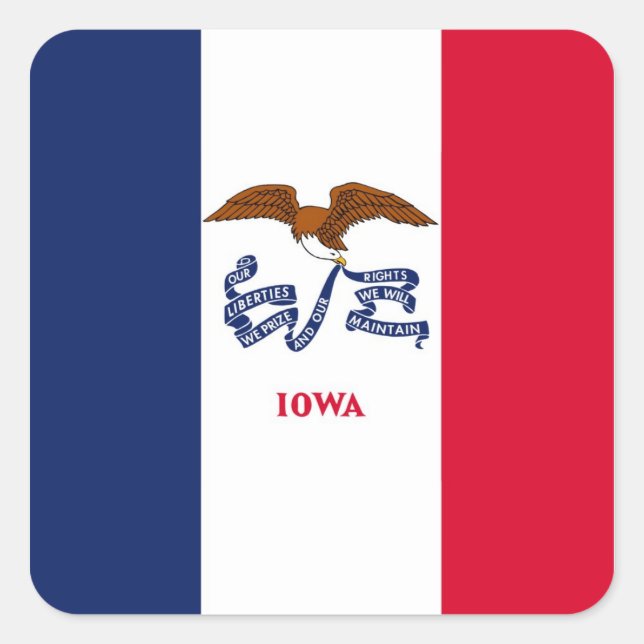Staatsflagge Iowa Quadratischer Aufkleber (Vorderseite)