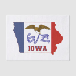 Staatsflagge Iowa und Karte Seidenpapier