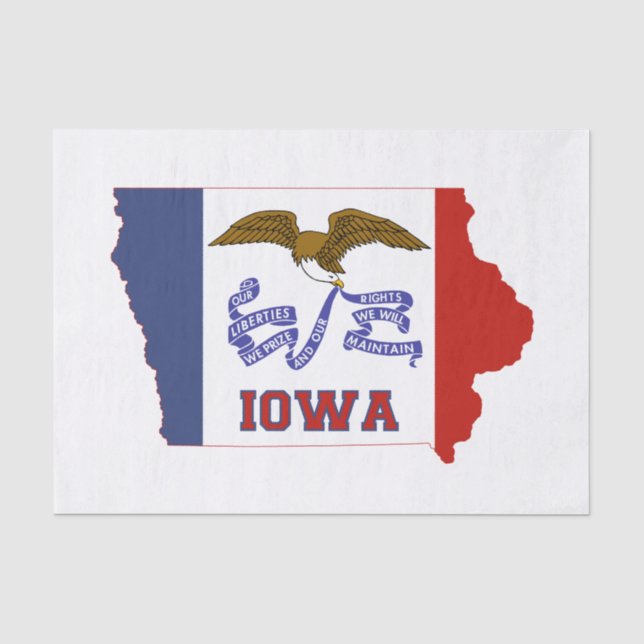 Staatsflagge Iowa und Karte Seidenpapier (Vorderseite)