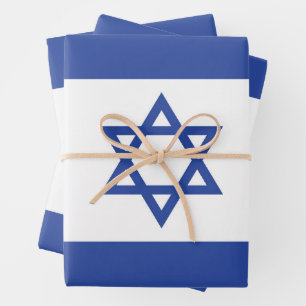 Staatsflagge Israels, Davidstern Judentum jüdisch Geschenkpapier Set