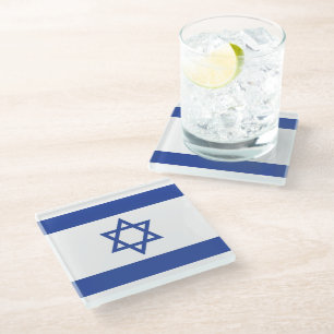Staatsflagge Israels, Davidstern Judentum jüdisch Glasuntersetzer