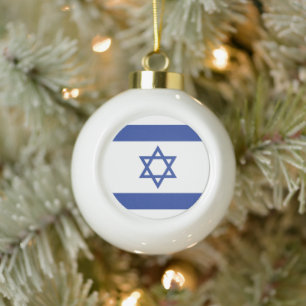 Staatsflagge Israels, Davidstern Judentum jüdisch Keramik Kugel-Ornament