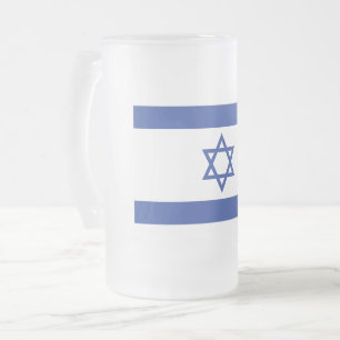 Staatsflagge Israels, Davidstern Judentum jüdisch Mattglas Bierglas