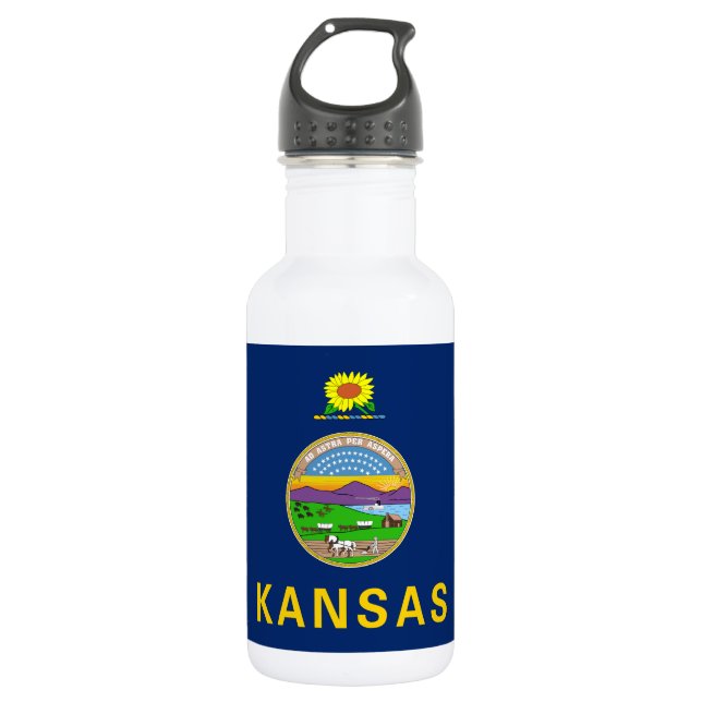 Staatsflagge Kansas Edelstahlflasche (Vorderseite)