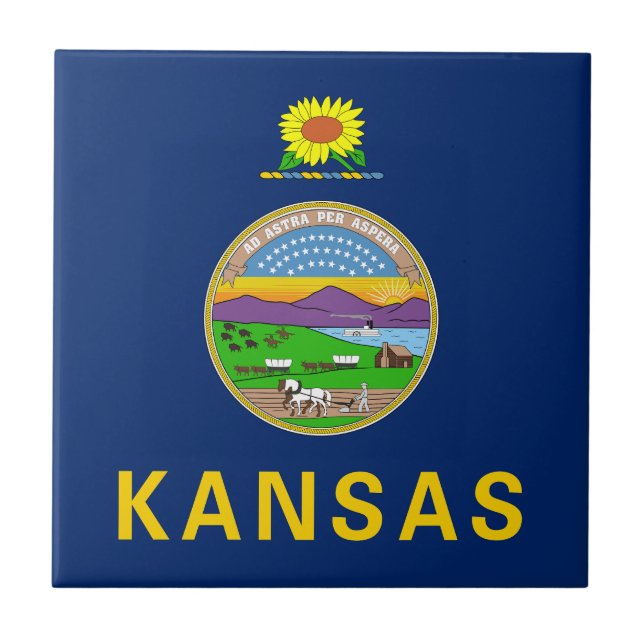 Staatsflagge Kansas Fliese (Vorderseite)