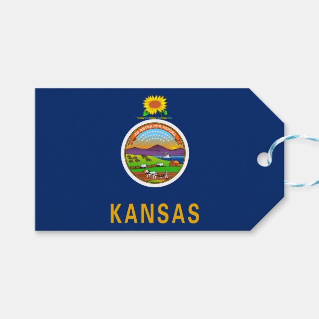 Staatsflagge Kansas Geschenkanhänger (Vorderseite (Horizontal))