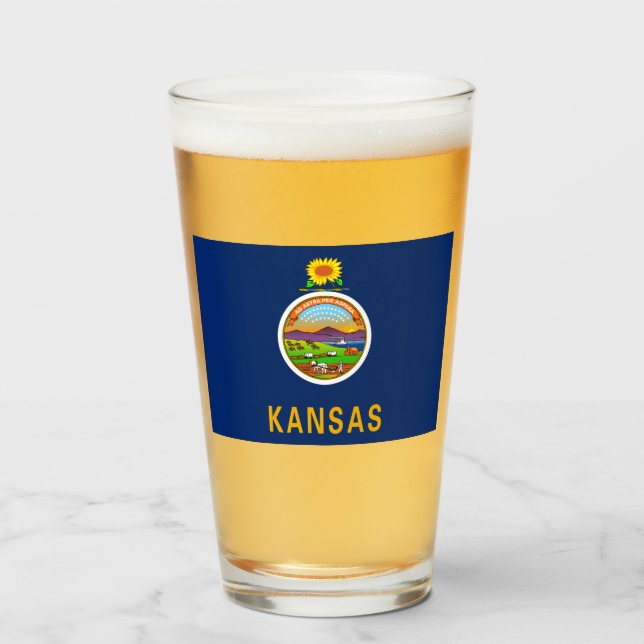 Staatsflagge Kansas Glas (Vorne (Gefüllt))