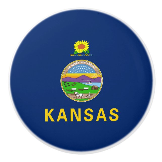Staatsflagge Kansas Keramikknauf (Vorderseite)