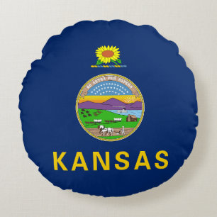 Staatsflagge Kansas Rundes Kissen