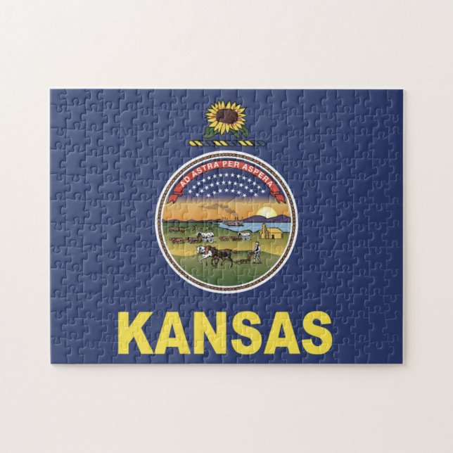 Staatsflagge Kansas, USA (Horizontal)