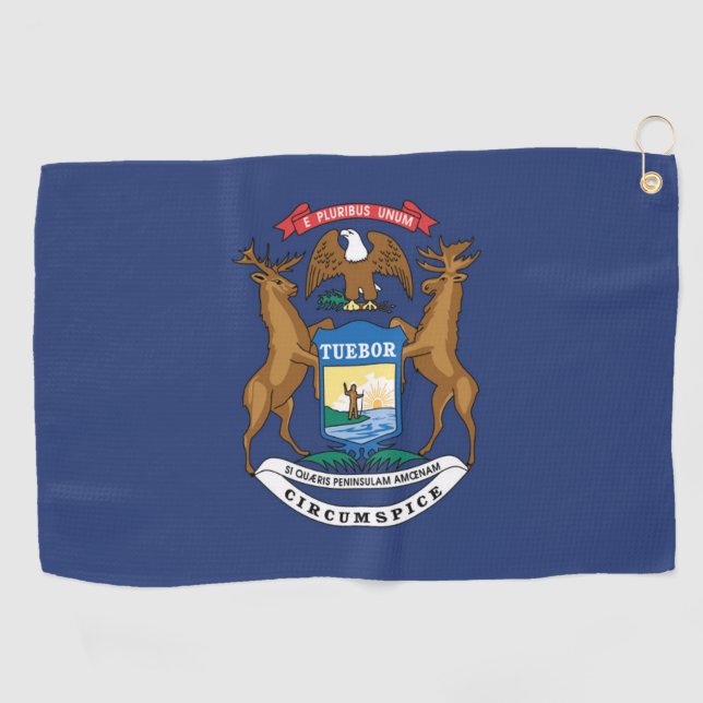 Staatsflagge Michigan, USA Golfhandtuch (Horizontal)