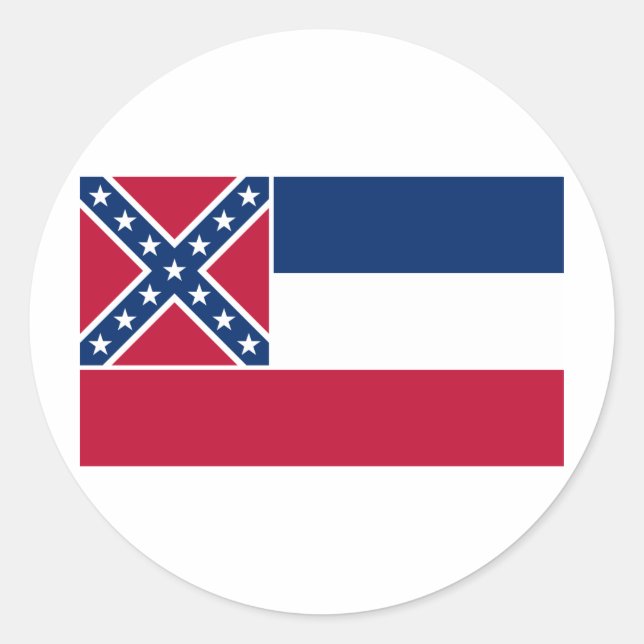 Staatsflagge Mississippi Runder Aufkleber (Vorderseite)