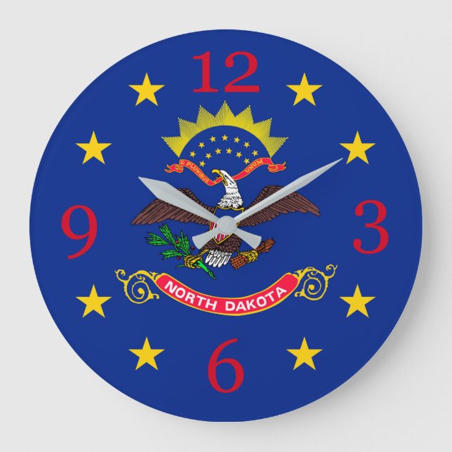 Staatsflagge Nord-Dakota Große Wanduhr (Vorderseite)